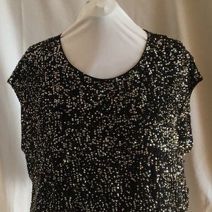 Vince Camuto, Black with Gold Sequined Sleeveless Top Plus Size 2X New with Tags
